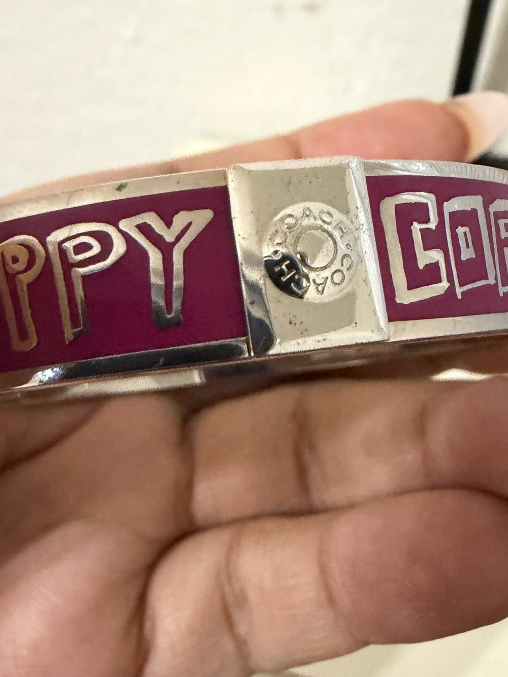 Coach Silver-Tone Logo Bangle Bracelet - Picture 5 of 5